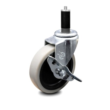 Service Caster 4 Inch Thermoplastic Rubber Wheel 1-1/8 Inch Expanding Stem Caster with Brake SCC-EX05S410-TPRS-SLB-118